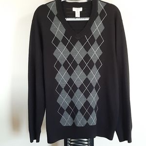 Dockers argyle V-neck sweater in black XL